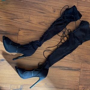 Liliana Stretchy Nylon Thigh High Heels
